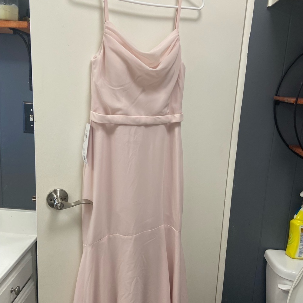 Azazie Size A4 Blush Pink long Sleeveless Gown $190